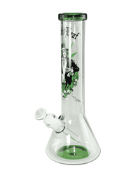 Gesamtansicht der Black Leaf Hempmaster Beakerbong mit grünem Motiv