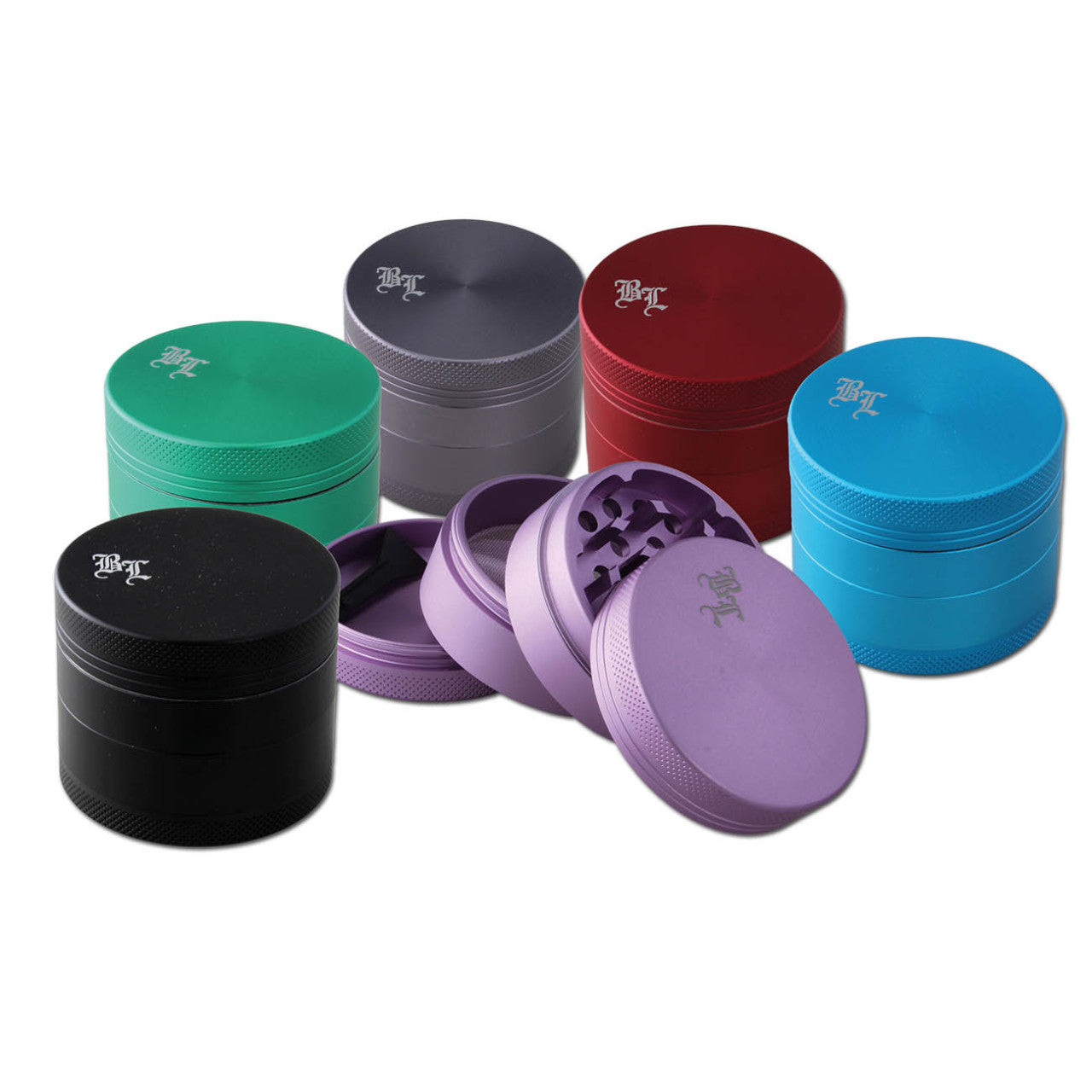 Black Leaf Aluminium Grinder 4-teilig seidenmatt - Farbe 1