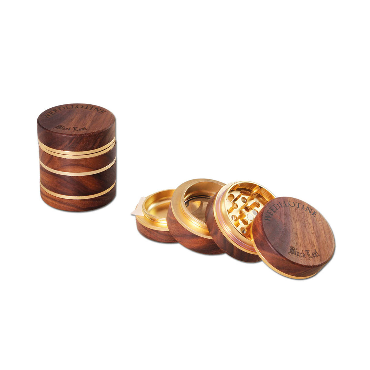 Black Leaf Alu/Nussholz Grinder 4-tlg. golden