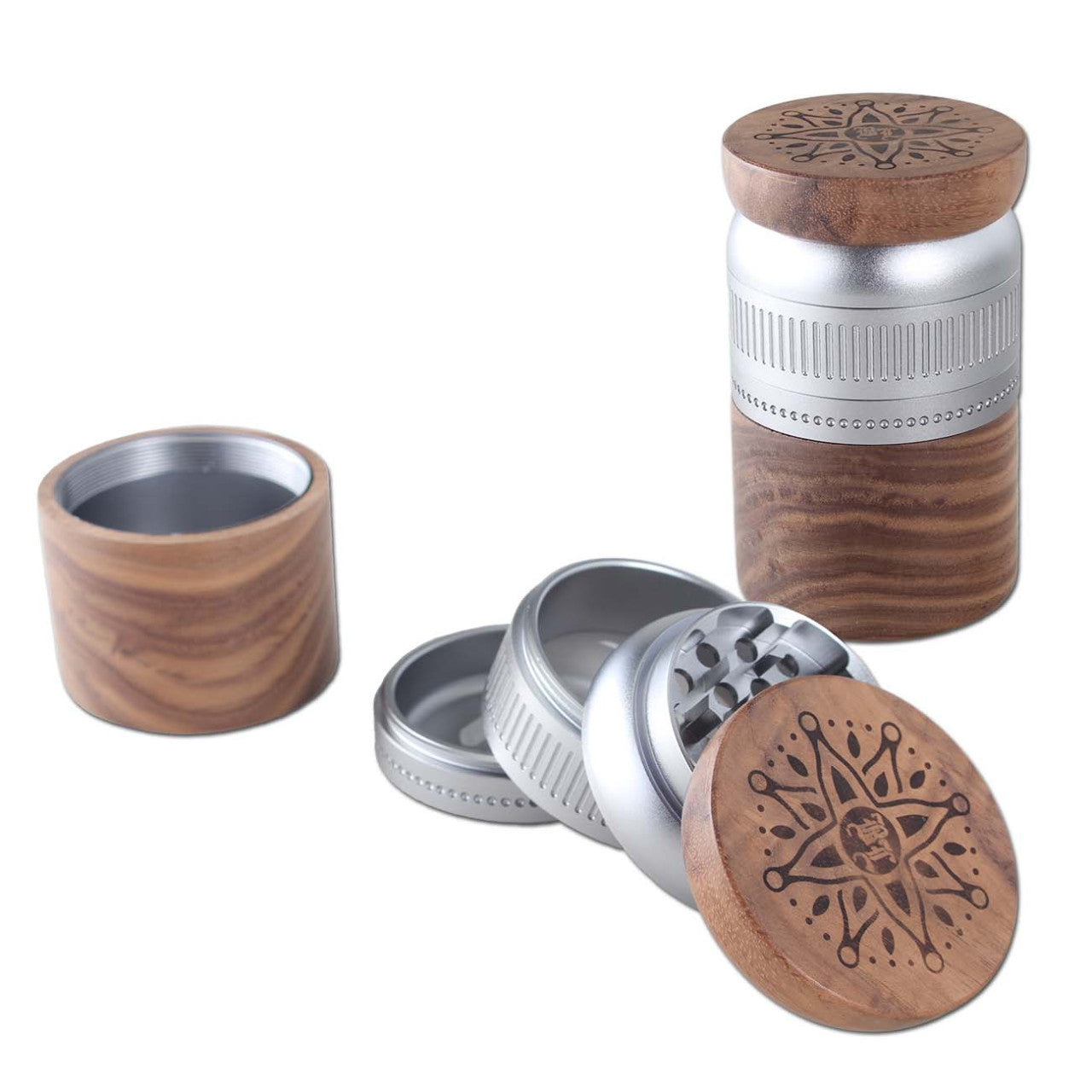 Black Leaf Alu/Walnuss Grinder 5-tlg. silbergrau