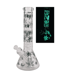 Black Leaf Glow Star Beakerbong mit 35,5 cm Höhe und Glow-in-the-Dark Effekt