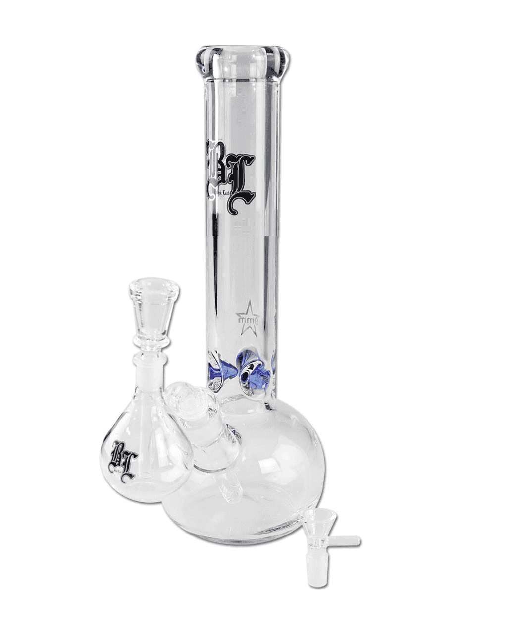 Robuste Black Leaf Bong mit Vorkühler aus Borosilikatglas