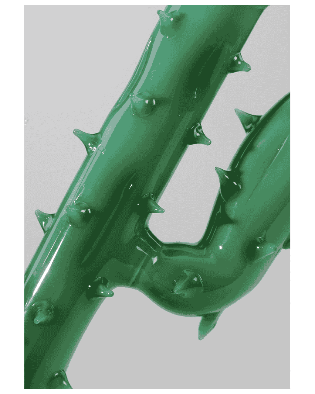  Glasbong in Kaktusform mit Rundfuß und Black Leaf Logo