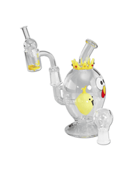 Black Leaf King Egg Ölbong in Hühnerei-Optik – Vorderansicht mit süßem Küken-Perkolator