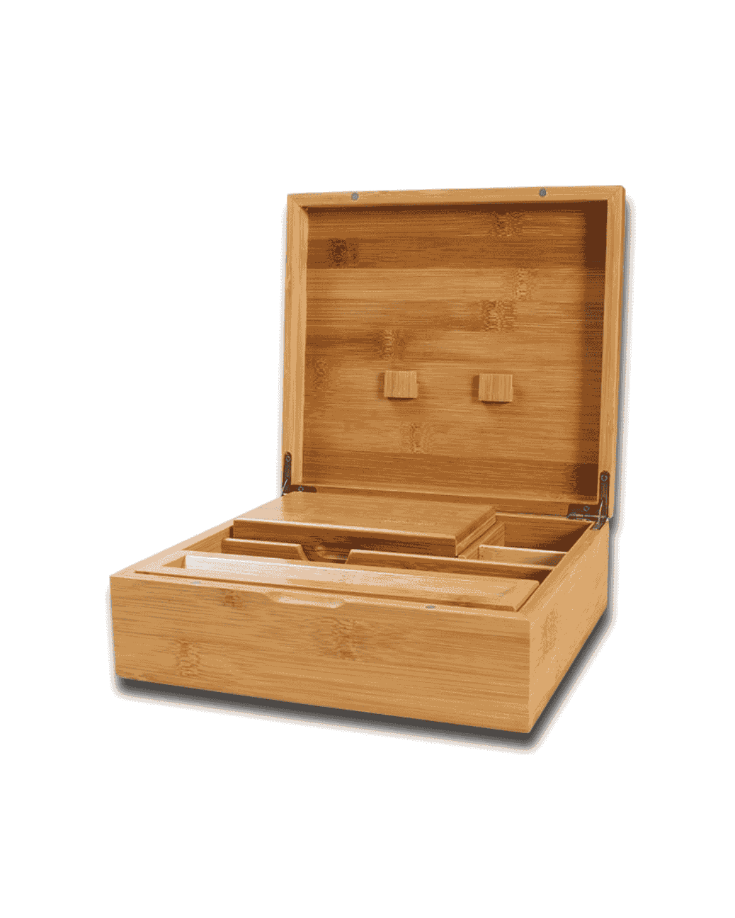 Geschlossene Black Leaf Stoner Box II aus Bambus mit Logo