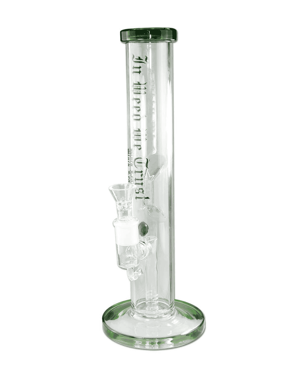 Zylinderbong von Black Leaf mit In Weed We Trust Print
