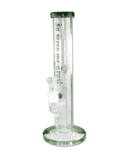 Zylinderbong von Black Leaf mit In Weed We Trust Print