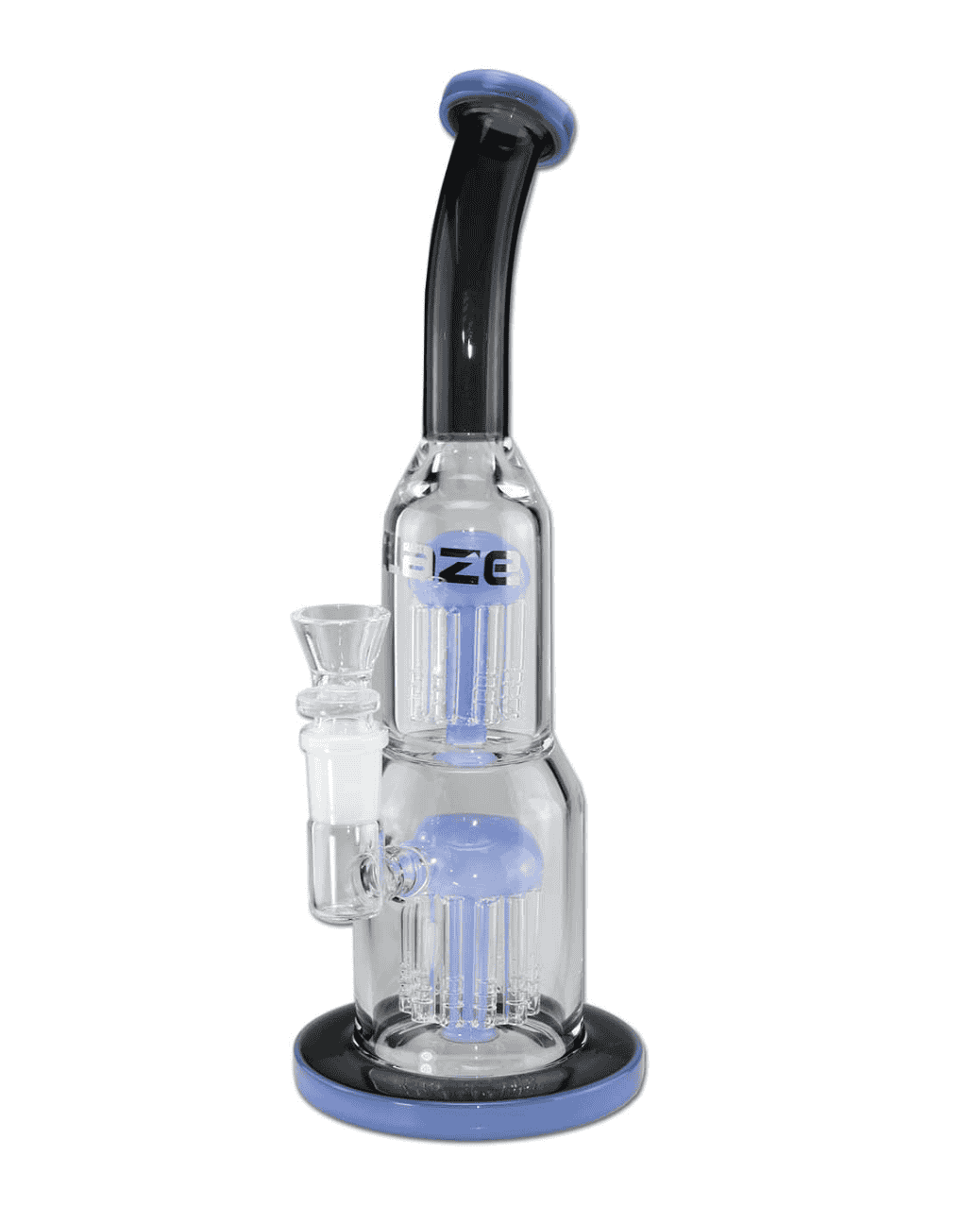 BLAZE Glasbong mit doppeltem Baumperkolator in Schwarz-Blau