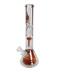 Black Leaf Bong Flaming Skull klar/amber mit 6-Arm Baumperkolator
