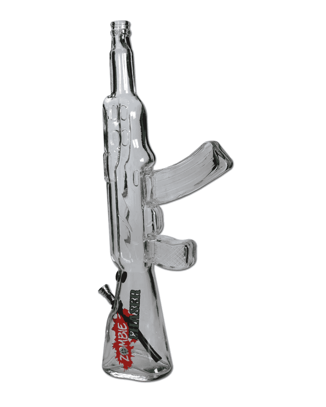 Gesamtansicht der Zombie Chaser Gun-Bong aus Glas
