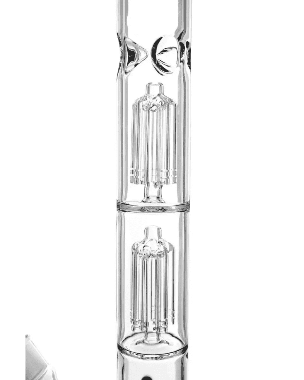 Bong mit Double Perc und Eiskerben aus Borosilikatglas