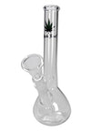 Glasbong mit Chillum und Kickloch - Black Leaf Design, 200 mm
