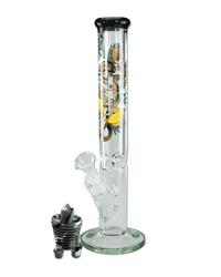 40 cm hohe Black Leaf Glasbong mit Hanuman-Motiv und Kickloch