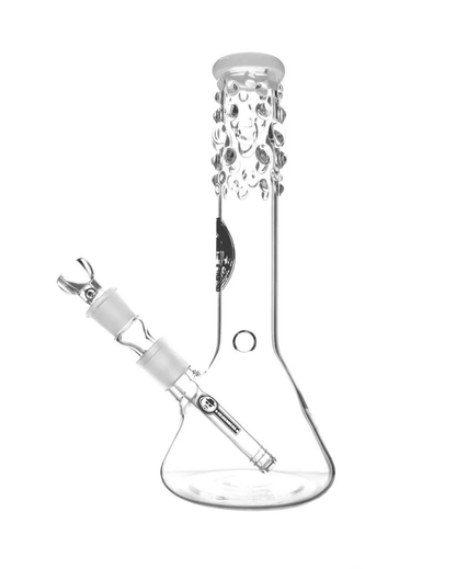 Illusion-Serie Bong mit weißem Mundstück und Glastropfen