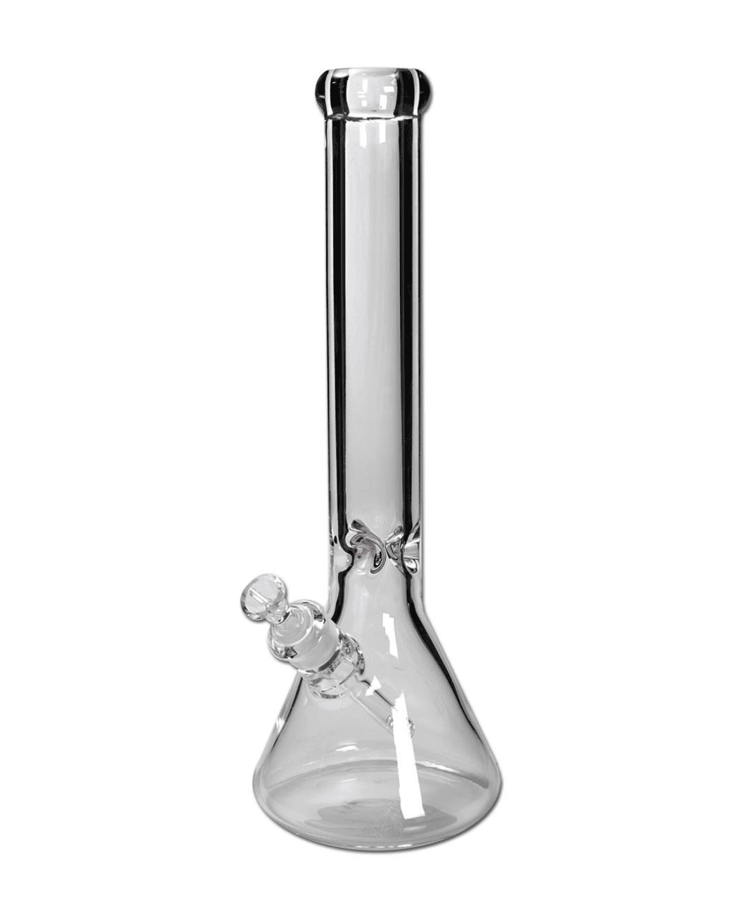 Klare Glasbong ohne Logo in Kolbenform mit 9 mm Wandung