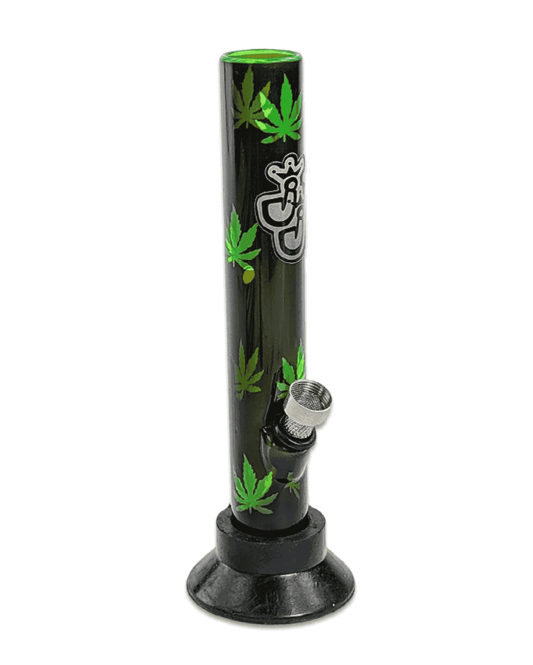 Acrylbong mit Hanfblatt-Print in Schwarz von Jelly Joker