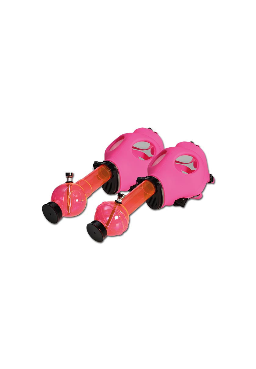Gasmaske pink mit Bong