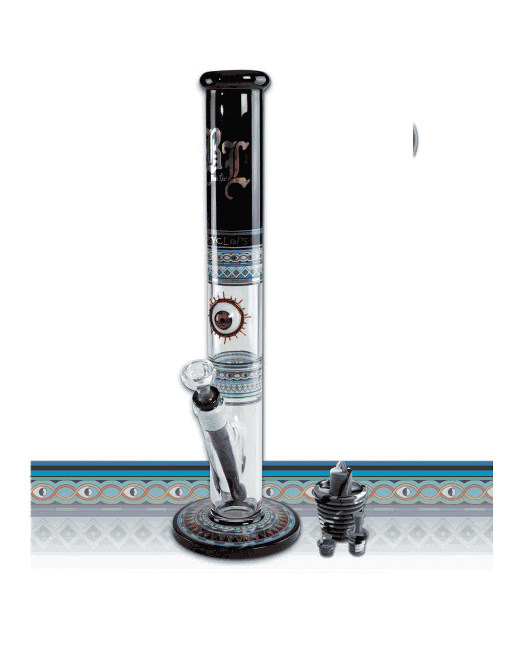 Zylinderbong mit Psyclops-Augenprint von Black Leaf – Frontansicht

