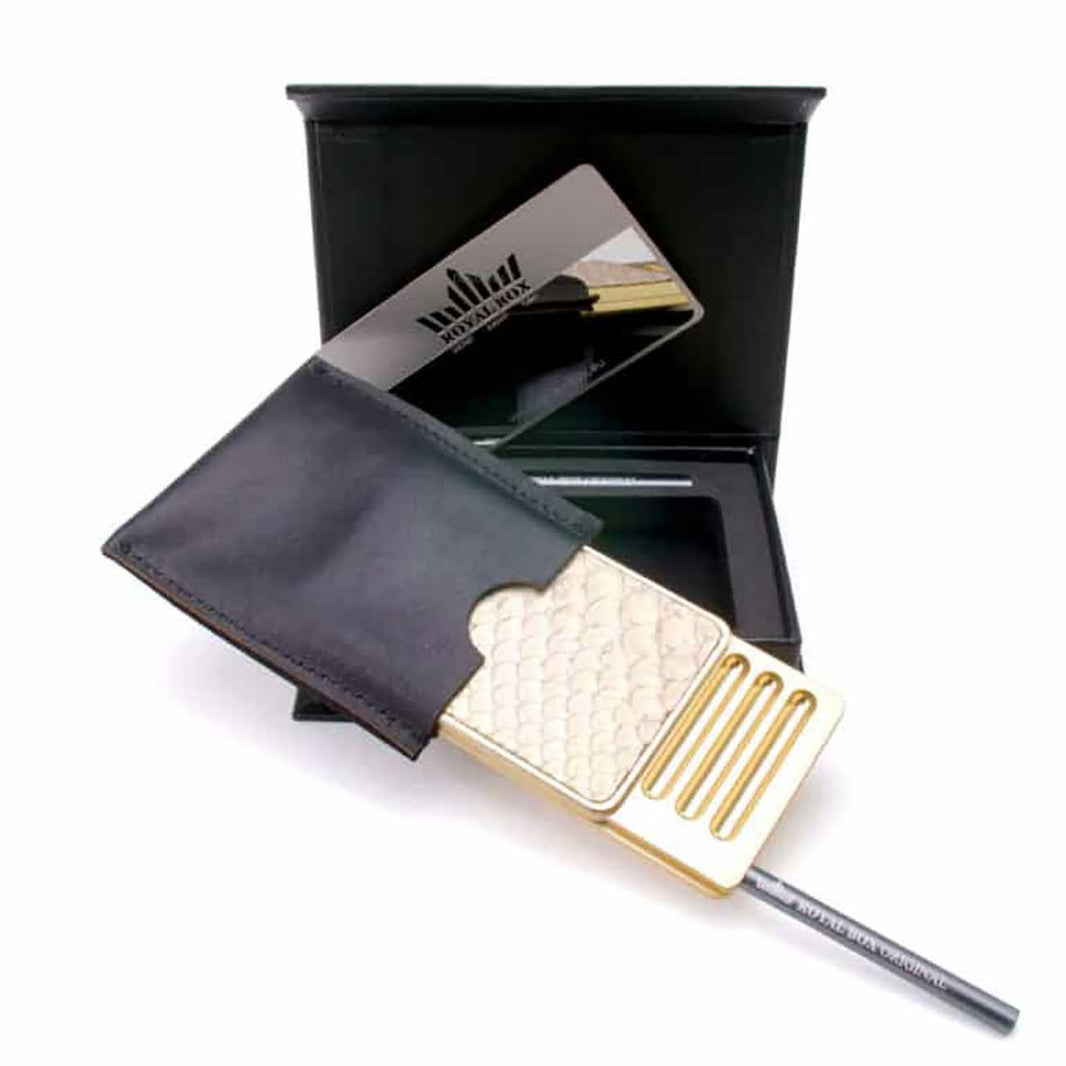 Royal Box Python Snuff Box mit Röhrchen golden