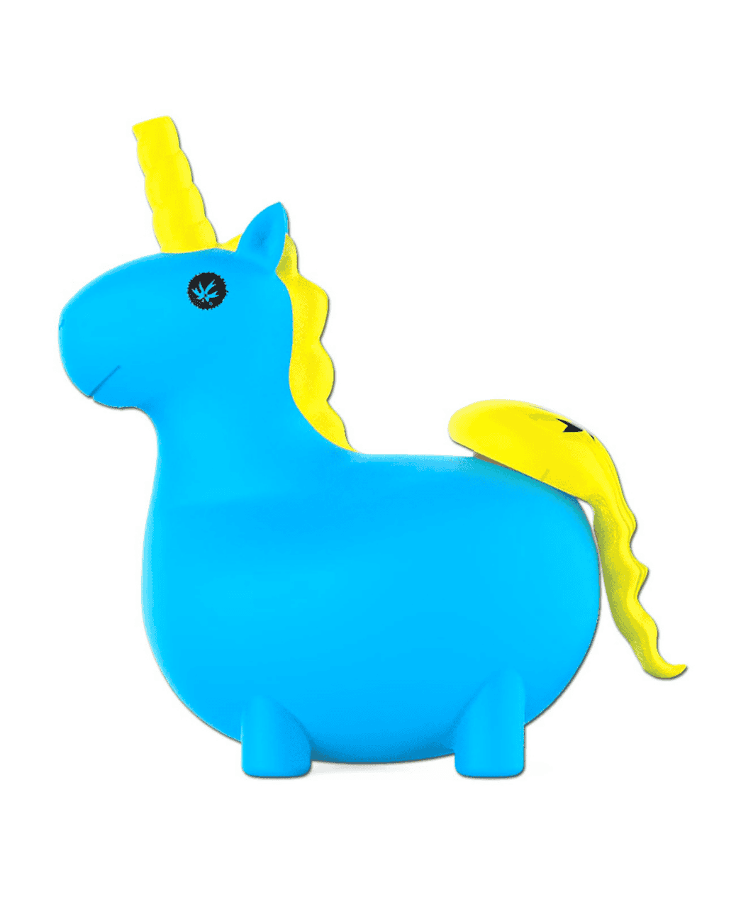 Blaue Einhorn-Bong aus Silikon mit leuchtender Funktion und Hex-TEK Chillum